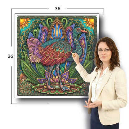Large Adult Coloring Poster Page Ostrich Made of Mandala Floral