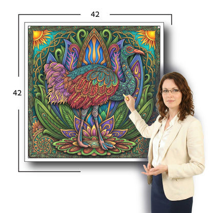 Large Adult Coloring Poster Page Ostrich Made of Mandala Floral