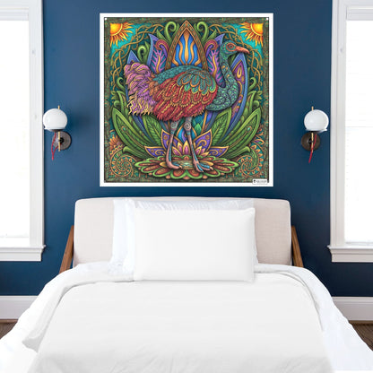 Large Adult Coloring Poster Page Ostrich Made of Mandala Floral