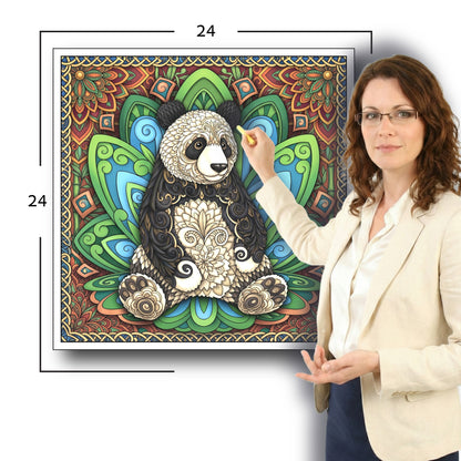 Large Adult Coloring Poster Page Panda Made of Mandala Floral