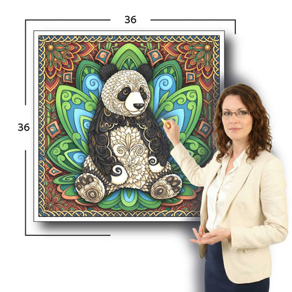 Large Adult Coloring Poster Page Panda Made of Mandala Floral