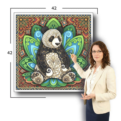 Large Adult Coloring Poster Page Panda Made of Mandala Floral