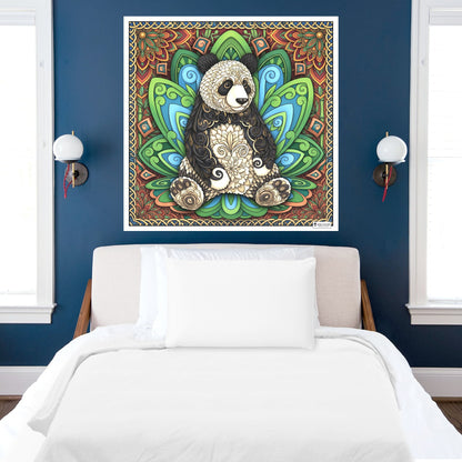 Large Adult Coloring Poster Page Panda Made of Mandala Floral