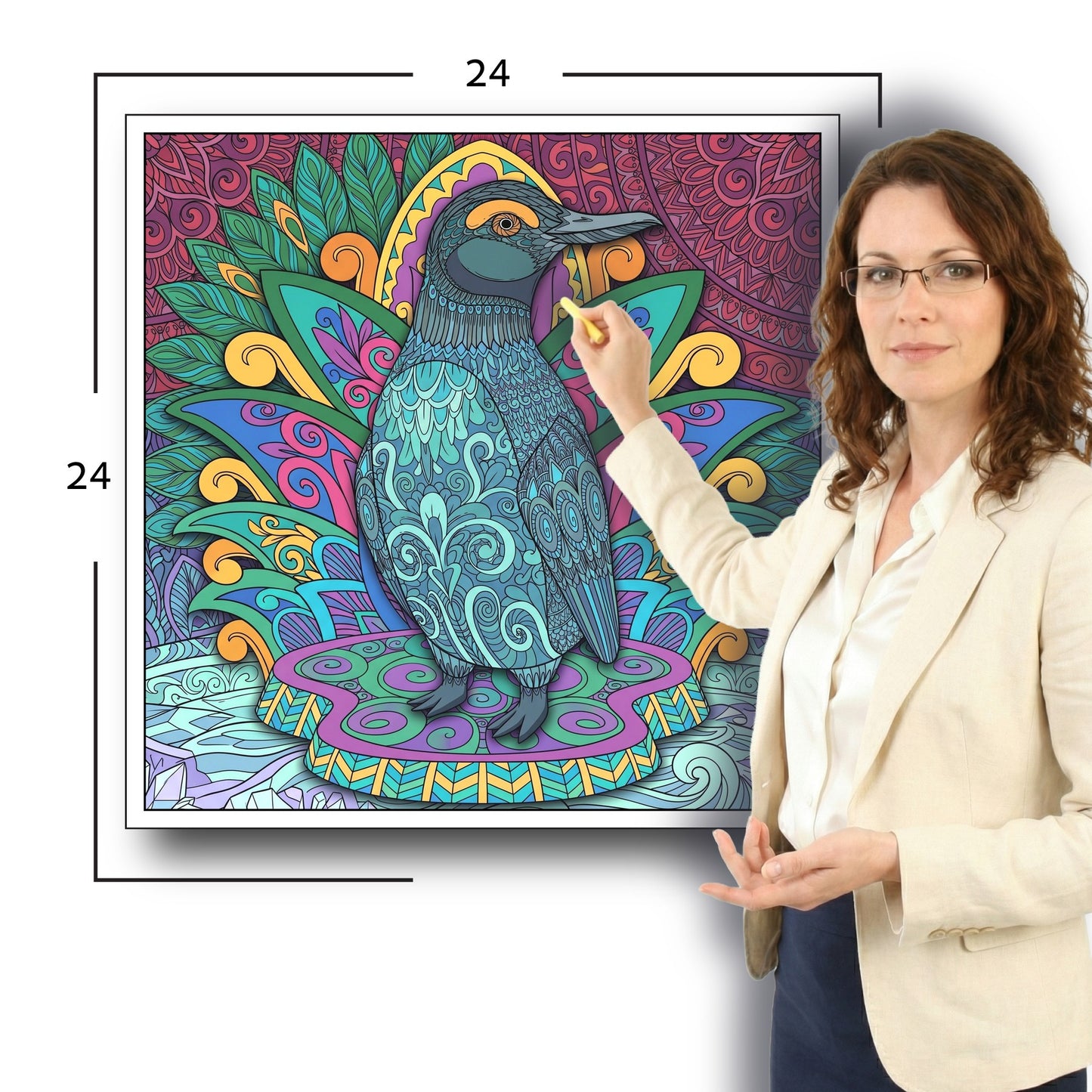 Large Adult Coloring Poster Page Pangolin Made of Mandala Floral