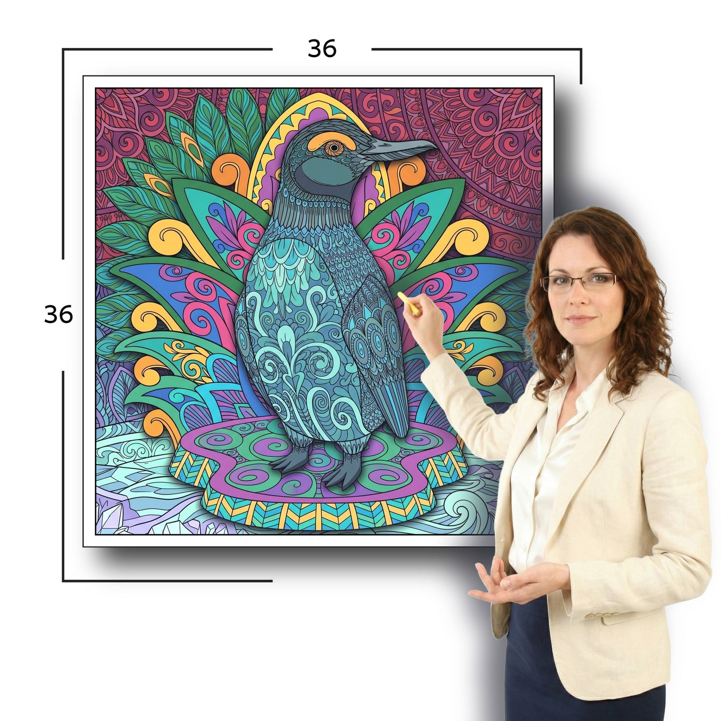 Large Adult Coloring Poster Page Pangolin Made of Mandala Floral