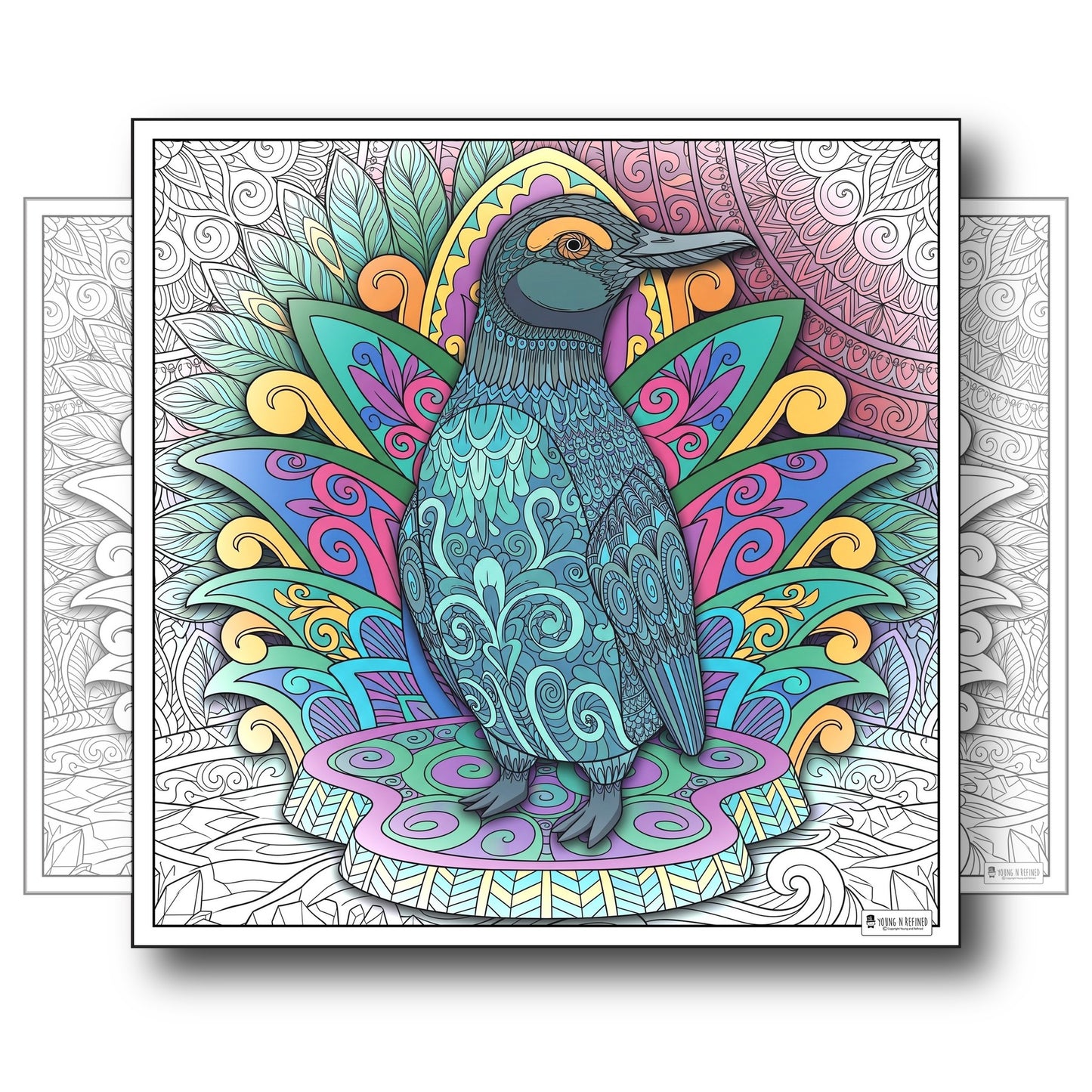 Large Adult Coloring Poster Page Pangolin Made of Mandala Floral