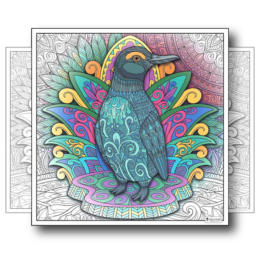 Large Adult Coloring Poster Page Pangolin Made of Mandala Floral