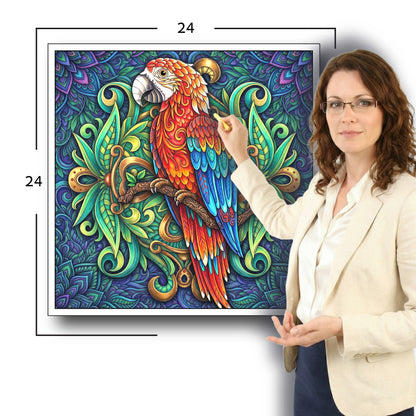 Large Adult Coloring Poster Page Parrot Made of Mandala Floral
