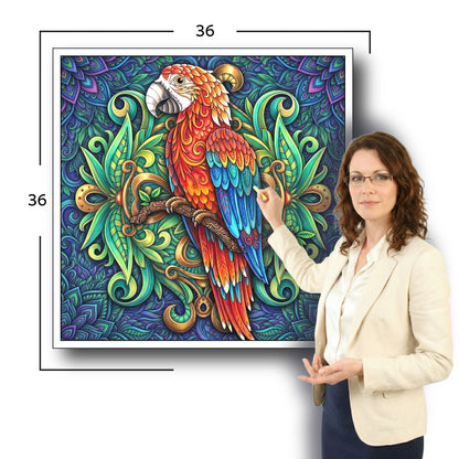 Large Adult Coloring Poster Page Parrot Made of Mandala Floral