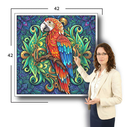 Large Adult Coloring Poster Page Parrot Made of Mandala Floral