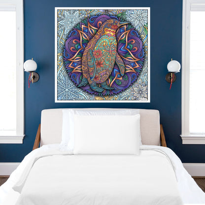 Large Adult Coloring Poster Page Penguin Made of Mandala Floral