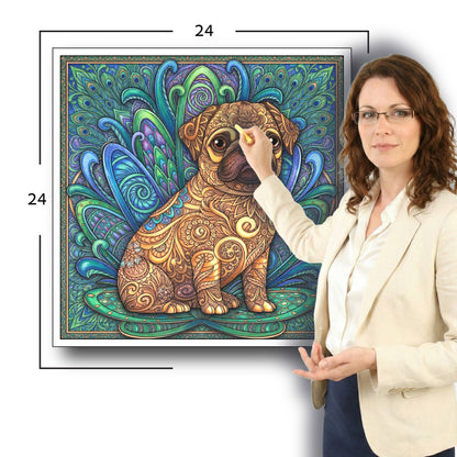 Large Adult Coloring Poster Page Puppy Made of Mandala Floral