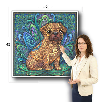 Large Adult Coloring Poster Page Puppy Made of Mandala Floral