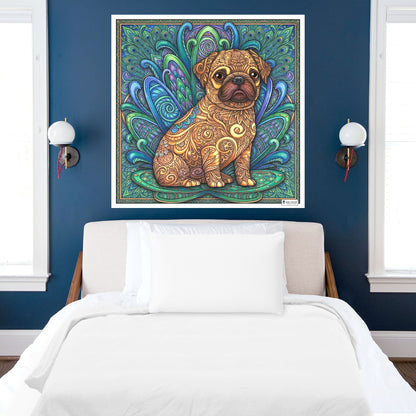 Large Adult Coloring Poster Page Puppy Made of Mandala Floral