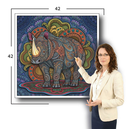 Large Adult Coloring Poster Page Rhino Made of Mandala Floral
