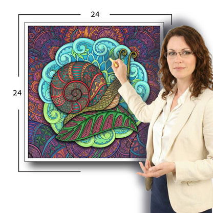 Large Adult Coloring Poster Page Snail Made of Mandala Floral