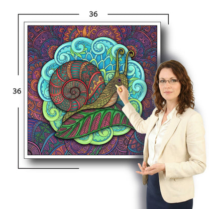 Large Adult Coloring Poster Page Snail Made of Mandala Floral