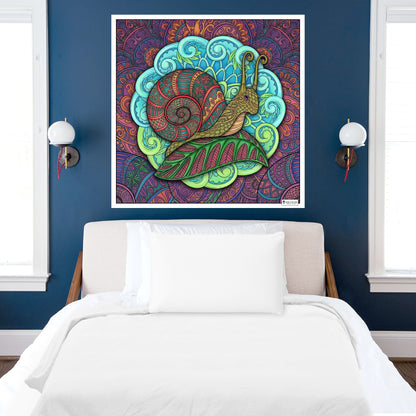 Large Adult Coloring Poster Page Snail Made of Mandala Floral