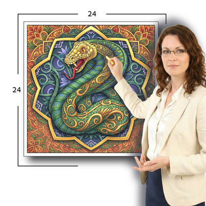 Large Adult Coloring Poster Page Snake Made of Mandala Floral