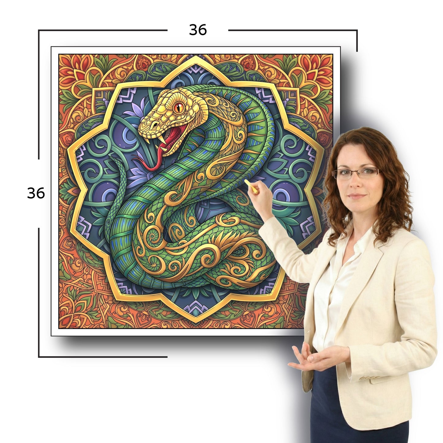 Large Adult Coloring Poster Page Snake Made of Mandala Floral