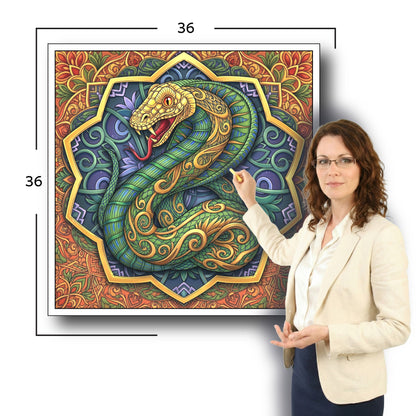 Large Adult Coloring Poster Page Snake Made of Mandala Floral