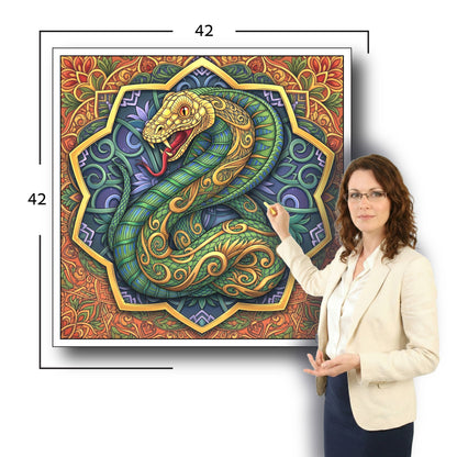 Large Adult Coloring Poster Page Snake Made of Mandala Floral