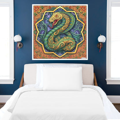 Large Adult Coloring Poster Page Snake Made of Mandala Floral