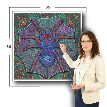 Large Adult Coloring Poster Page Spider Made of Mandala Floral