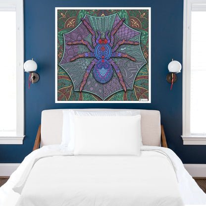 Large Adult Coloring Poster Page Spider Made of Mandala Floral