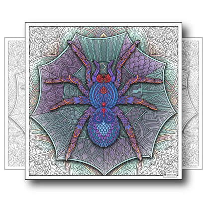 Large Adult Coloring Poster Page Spider Made of Mandala Floral