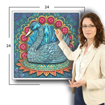 Large Adult Coloring Poster Page Swan Made of Mandala Floral