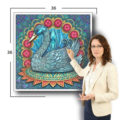 Large Adult Coloring Poster Page Swan Made of Mandala Floral