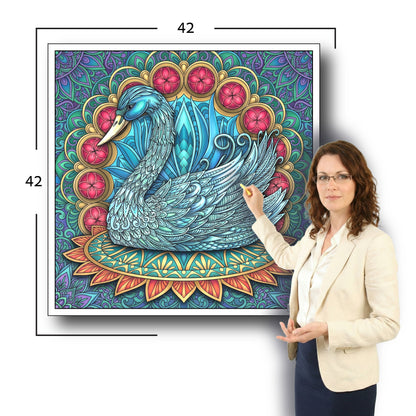 Large Adult Coloring Poster Page Swan Made of Mandala Floral