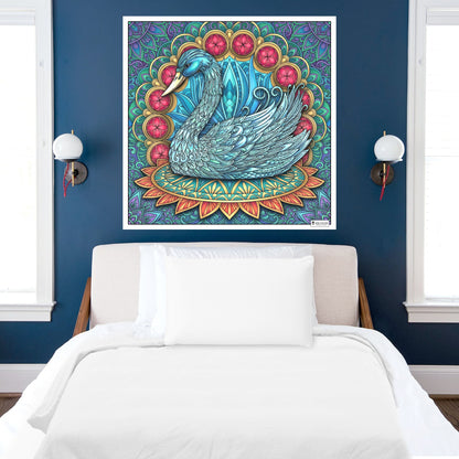 Large Adult Coloring Poster Page Swan Made of Mandala Floral
