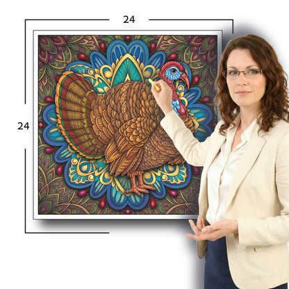Large Adult Coloring Poster Page Turkey Made of Mandala Floral