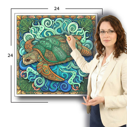 Large Adult Coloring Poster Page Turtle Made of Mandala Floral