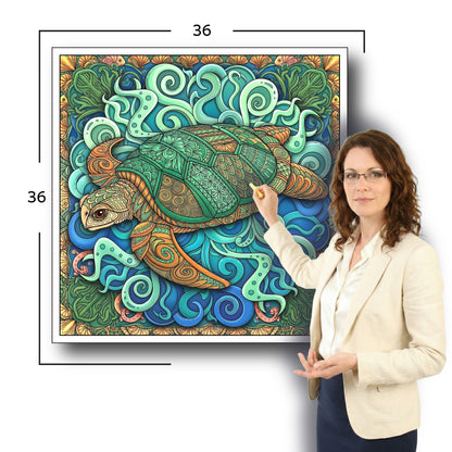 Large Adult Coloring Poster Page Turtle Made of Mandala Floral