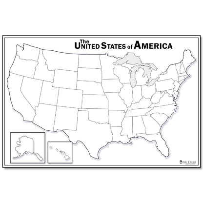 Map of USA Blank Dry Erase LAMINATED 50 states Large Poster Young N Refined