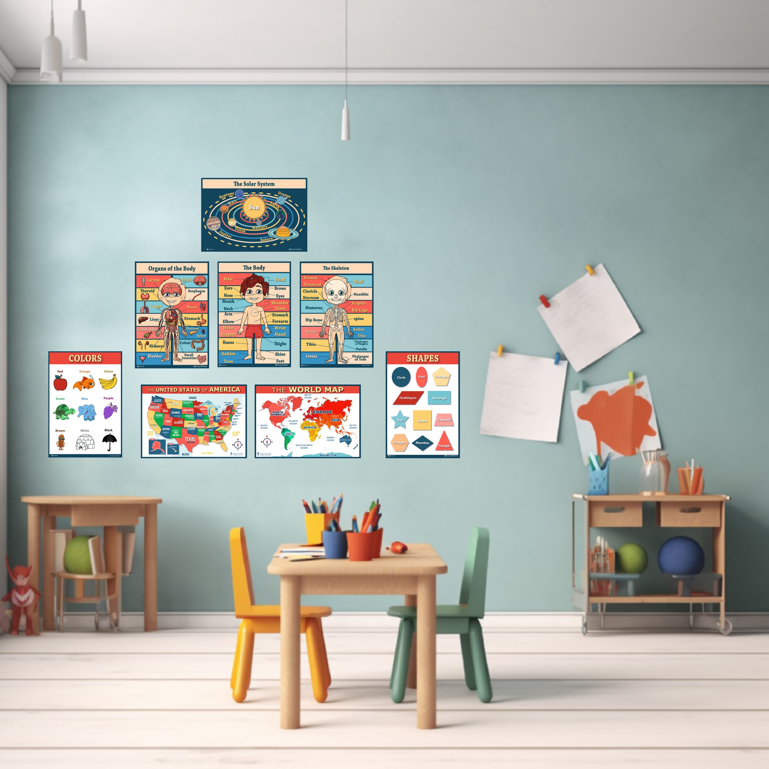 16 Educational poster pack Charts for classrooms early learning Alphab ...