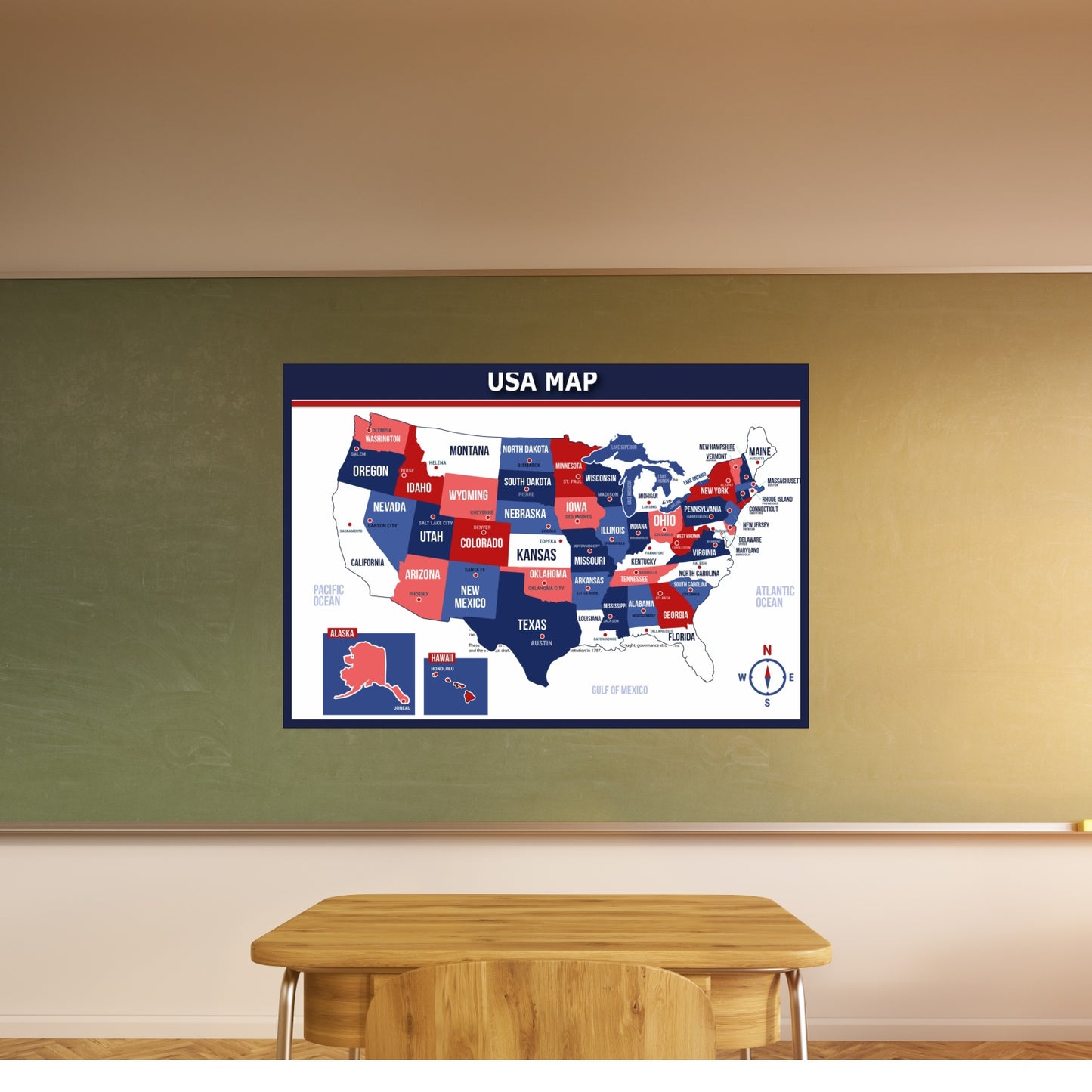 Map Educational Classroom Poster Young N Refined