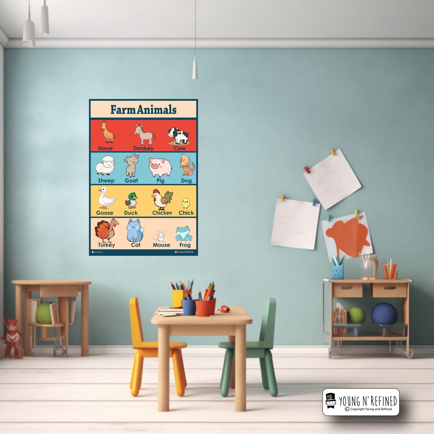 Farm Animals Poster in Classroom