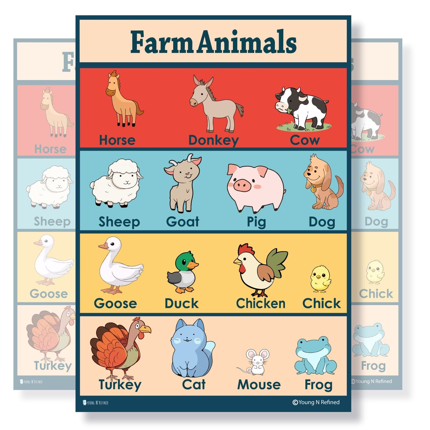 Farm Animals Educational Classroom Poster