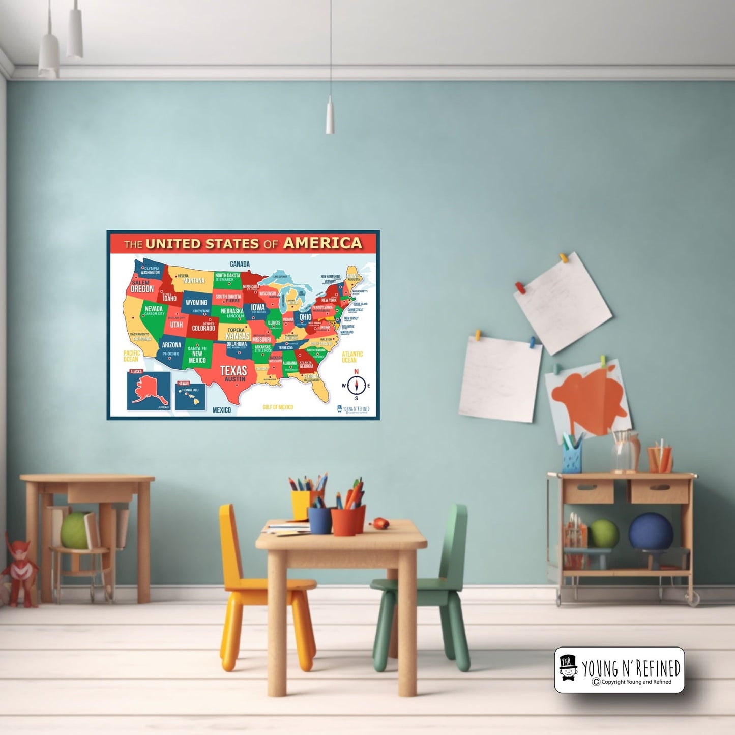 USA Map Poster in Classroom