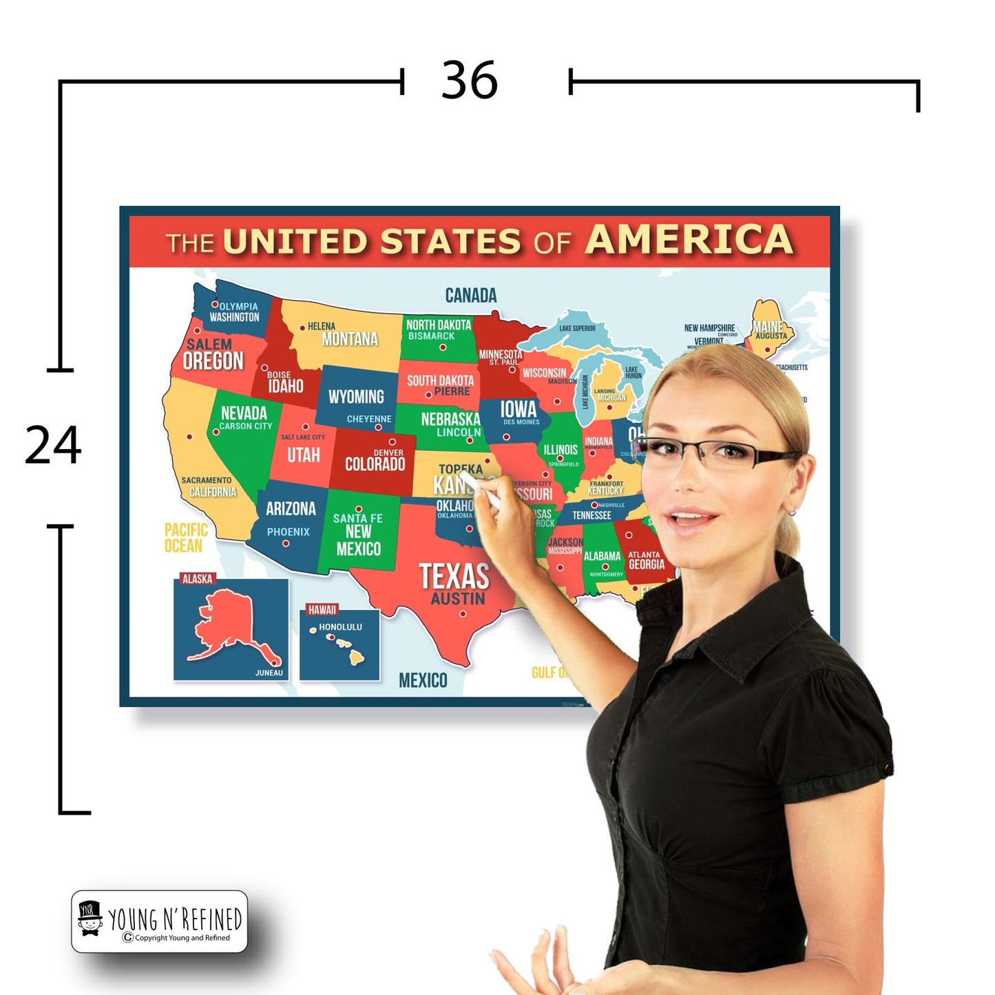USA Map 24x30 Size