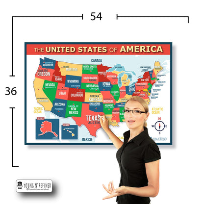 USA Map 36x54 Size