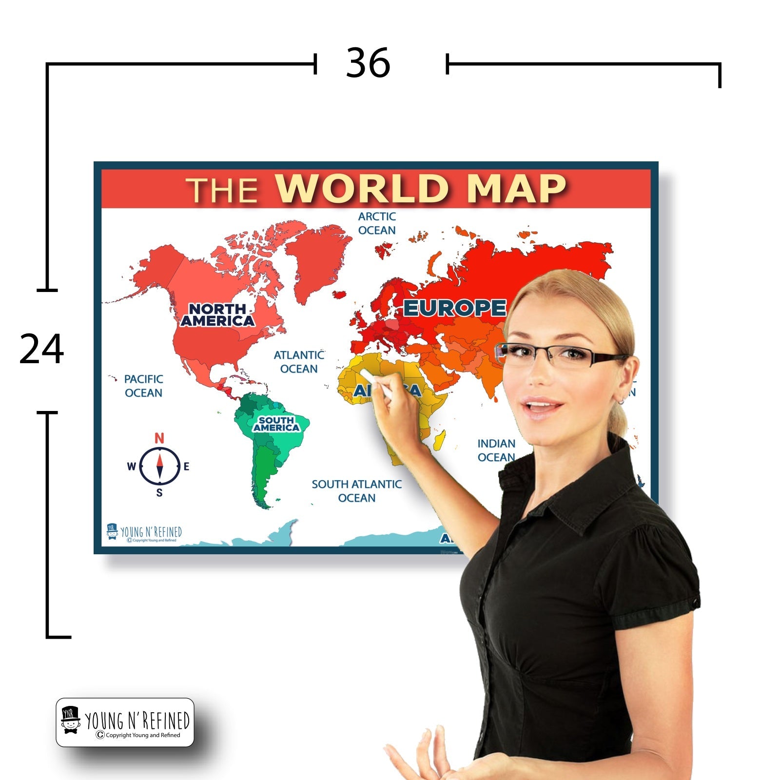 World Map 24x30 Size
