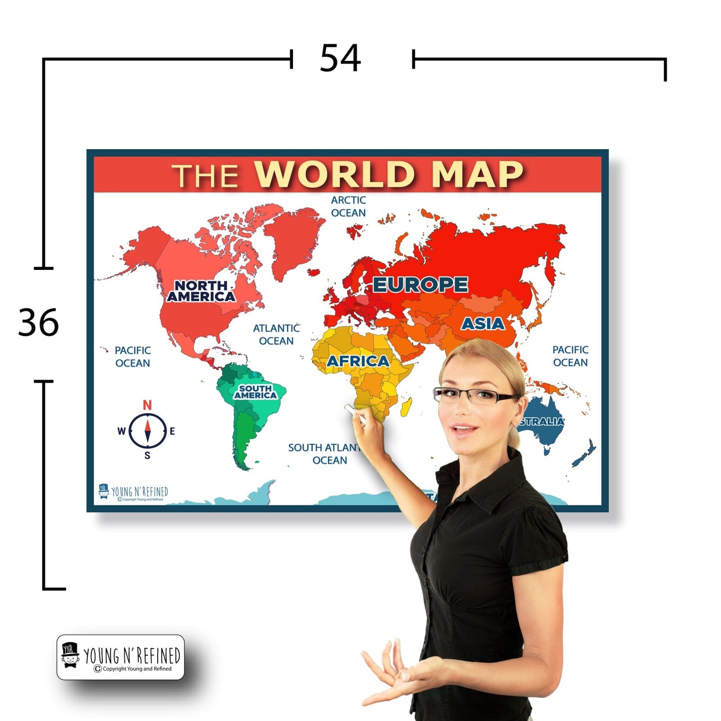 World Map 36x54 Size