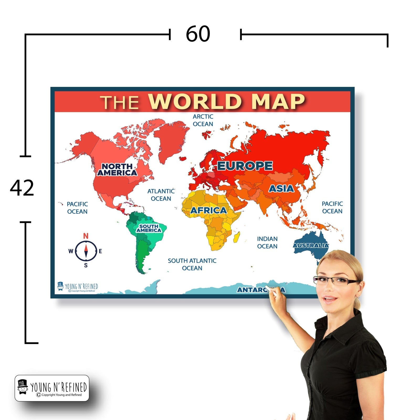 World Map 42x60 Size