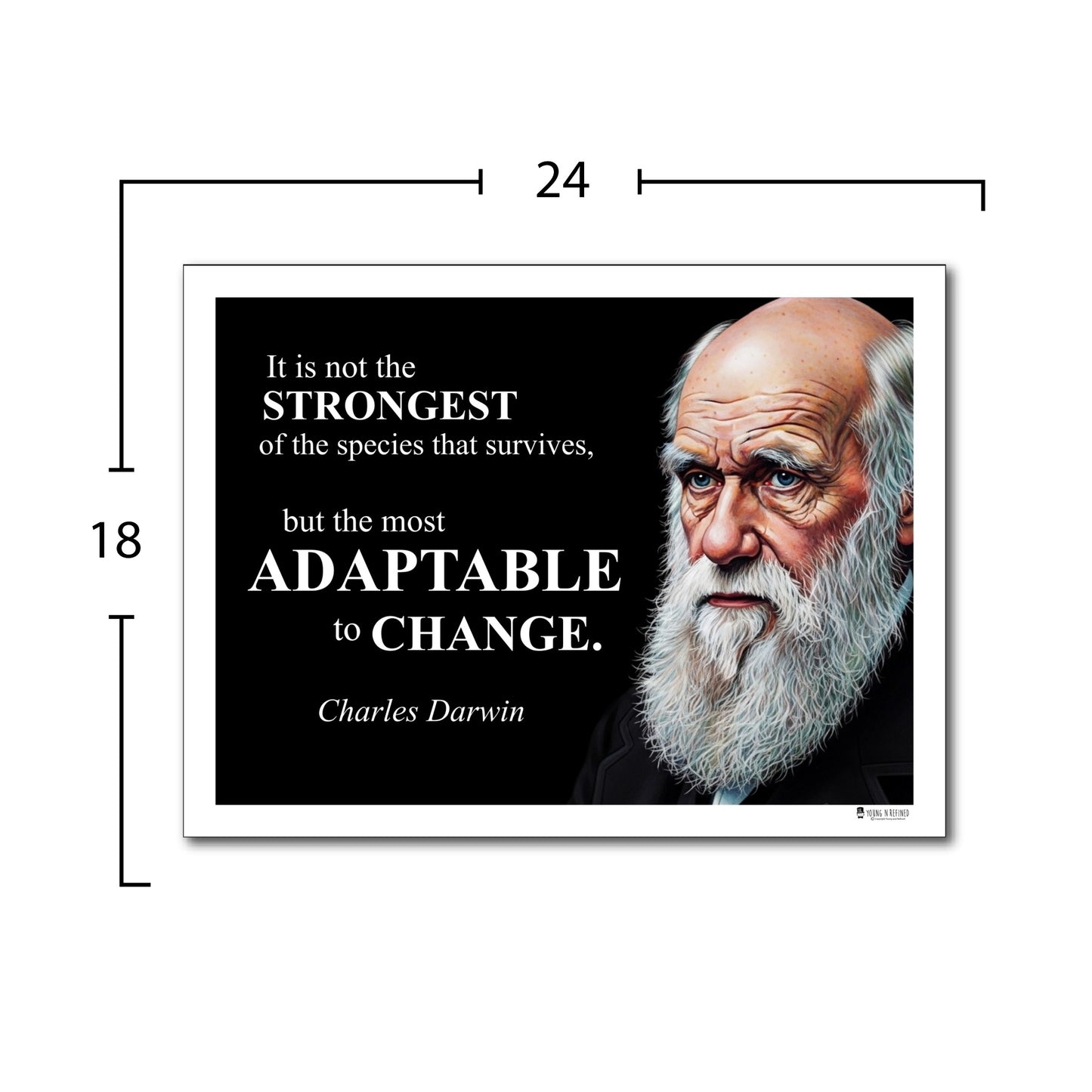 Charles Darwin Inspirational Quote Poster - "It is not the STRONGEST..."