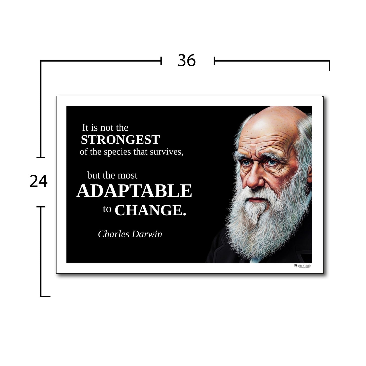 Charles Darwin Inspirational Quote Poster - "It is not the STRONGEST..."